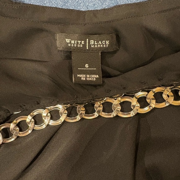 White House Black Market black ruffled halter top with chain sz 6 - Picture 3 of 5